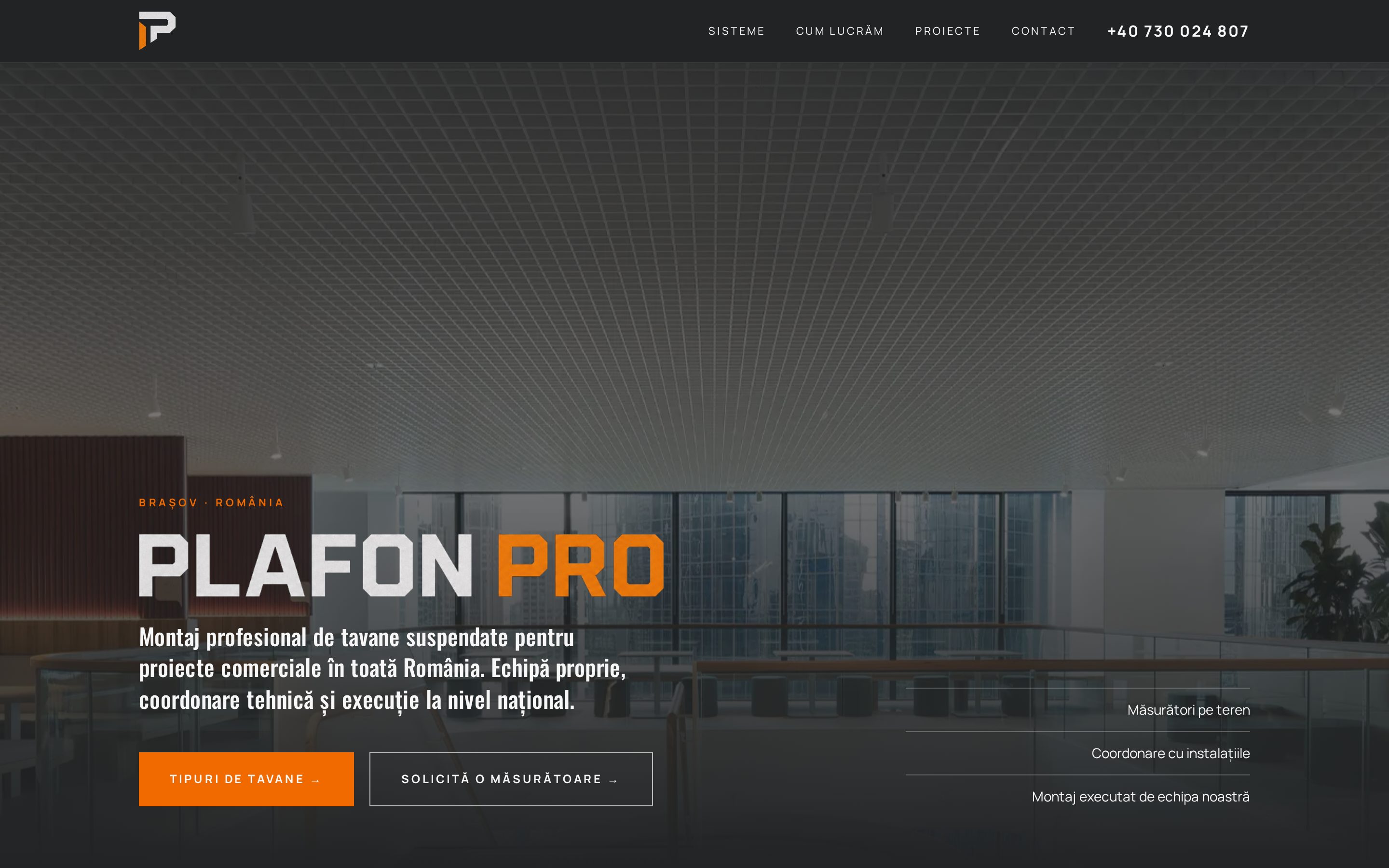Pagina principală a site-ului PLAFON PRO — montaj tavane suspendate